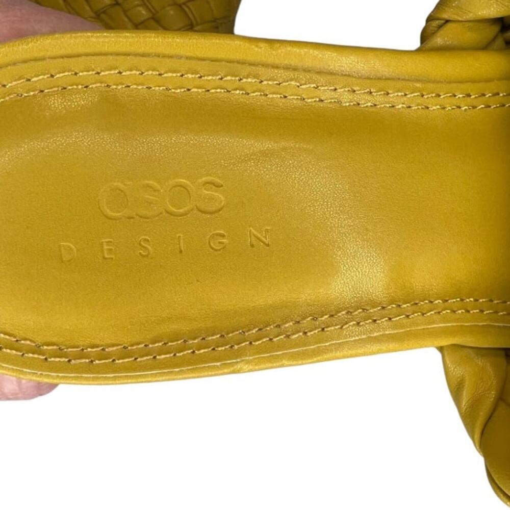 ASOS Design Raid Slip On Knottie Mule Heeled Sandals Yellow Square Toe Size 9 - Picture 13 of 14